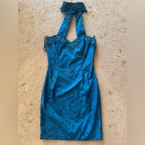 Vintage Scott McClintock Teal Lace fancy dress size 4